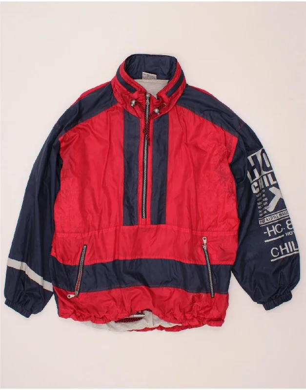 Sleek Tops EQUIPE Mens Graphic Anorak Jacket UK 42 XL Red Colourblock Polyamide