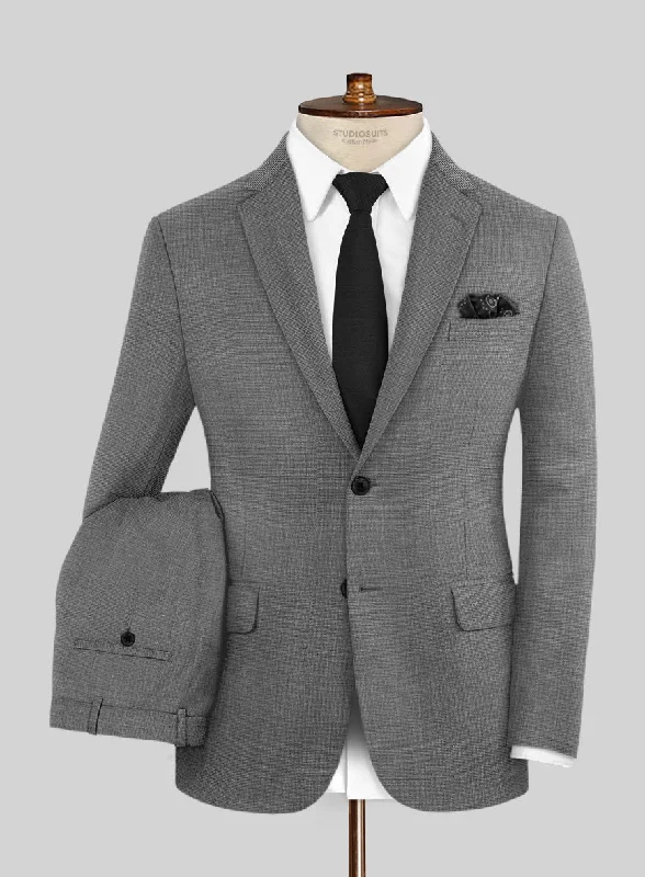 Office Outfits Scabal Cosmopolitan Nailhead Gray Wool Suit