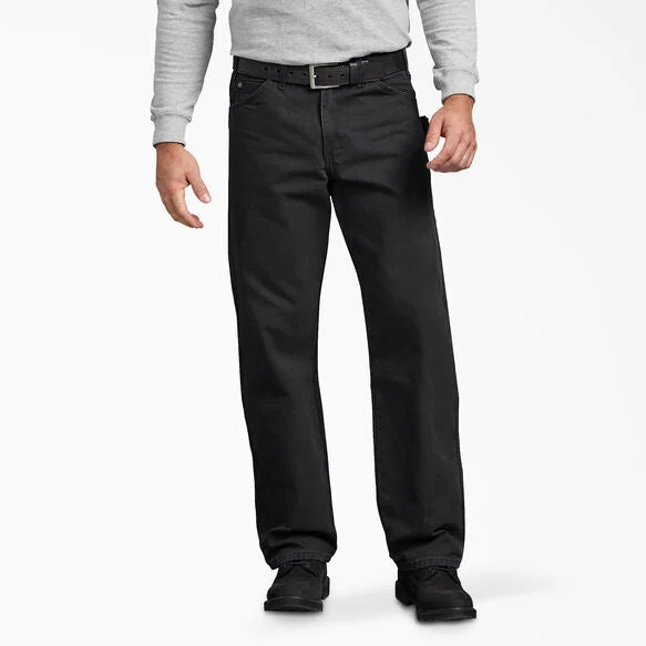 Everyday Apparel DICKIES RELAXED FIT SANDED DUCK CARPENTER JEAN RINSED BLACK